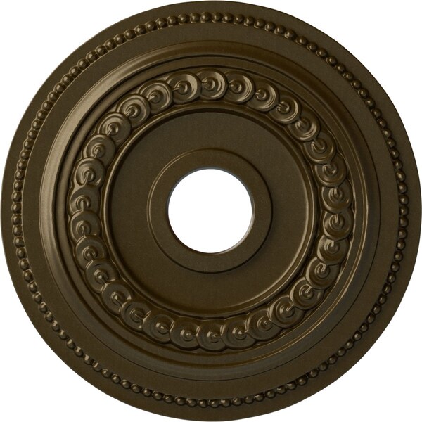Ekena Millwork Oldham Ceiling Medallion (Fits Canopies up to 8 5/8"), Hand-Painted Brass, 18"OD x 3 3/8"ID x 7/8"P CM18OL1BRS - main